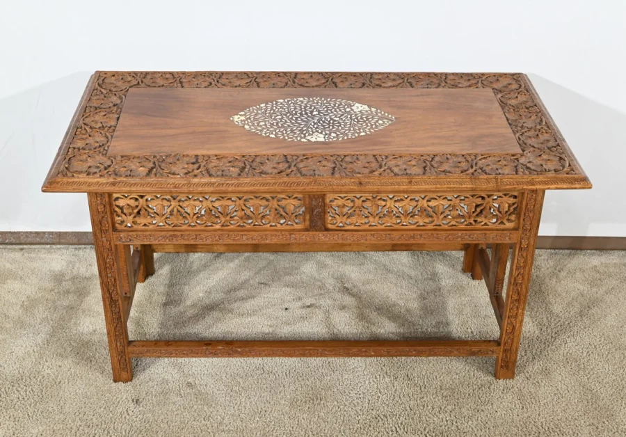 Table Orientale Pliante en Bois Exotique – Début XXe