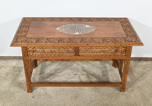 Table Orientale Pliante en Bois Exotique – Début XXe