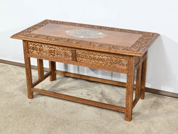 Table Orientale Pliante en Bois Exotique – Début XXe