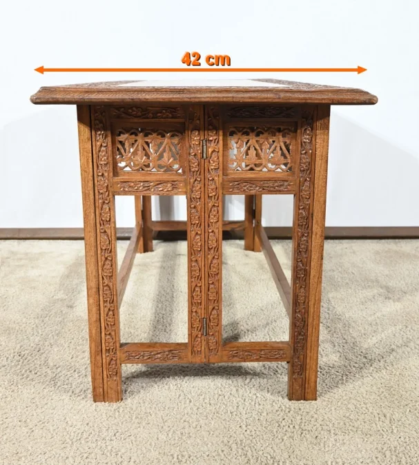 Table Orientale Pliante en Bois Exotique – Début XXe