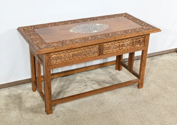 Table Orientale Pliante en Bois Exotique – Début XXe