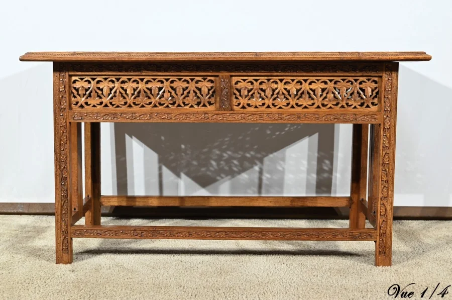 Table Orientale Pliante en Bois Exotique – Début XXe