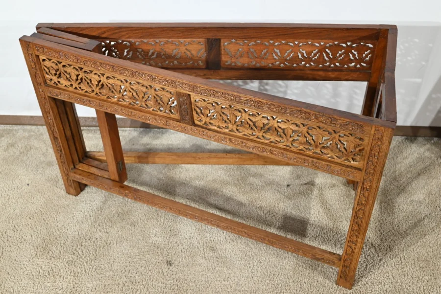 Table Orientale Pliante en Bois Exotique – Début XXe