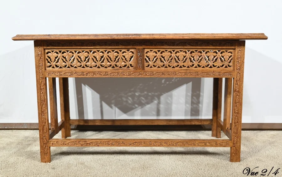 Table Orientale Pliante en Bois Exotique – Début XXe