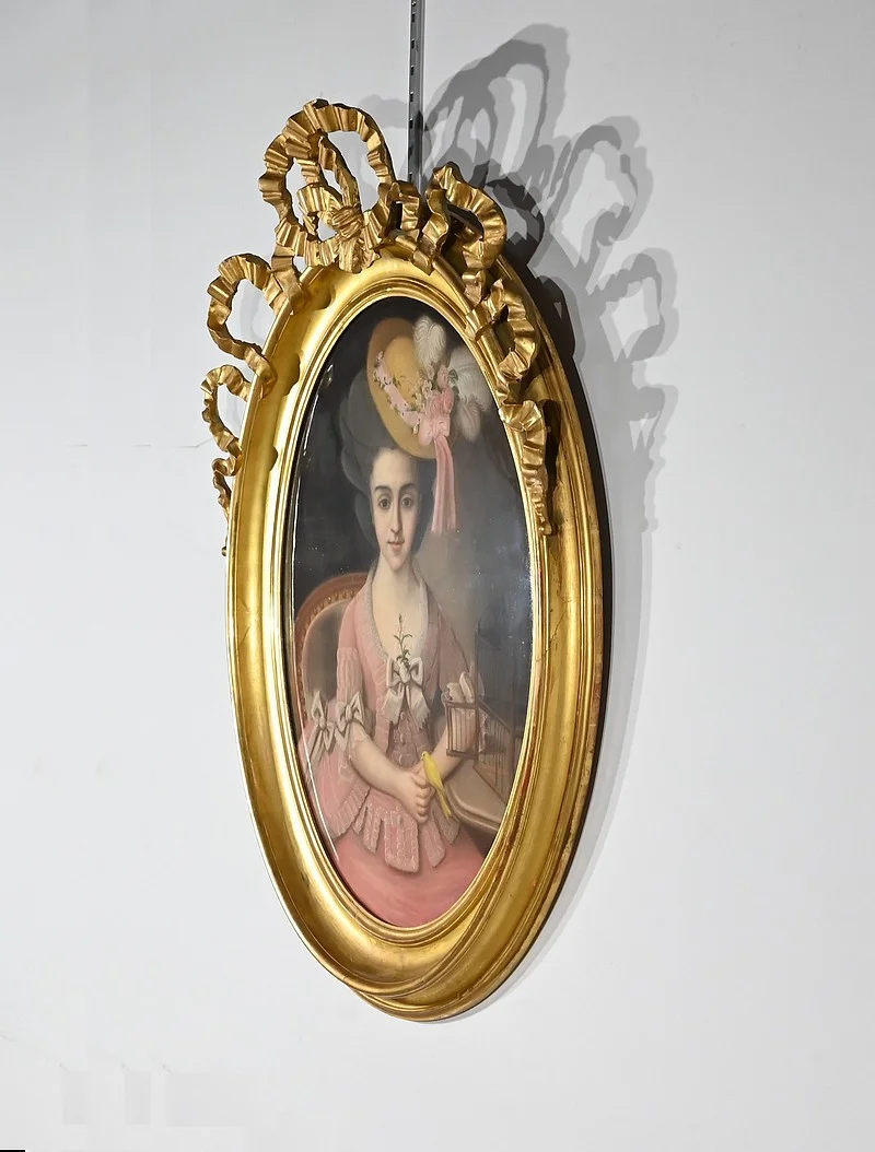 Important Pastel « La Jeune fille au Canari », école française du XIXe