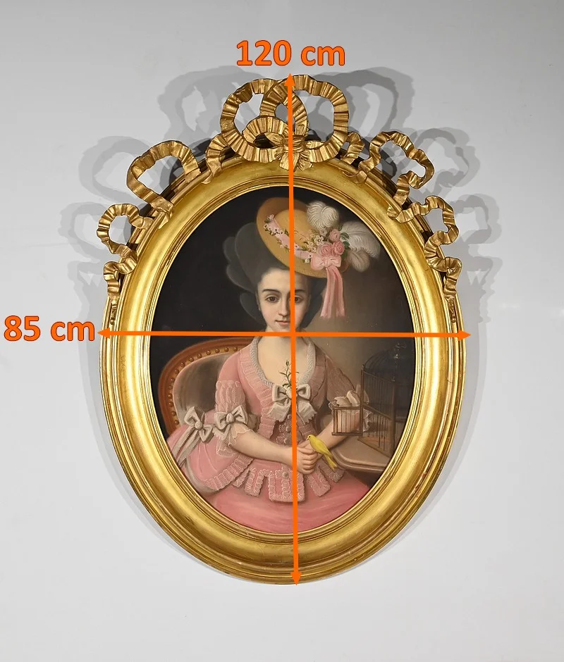Important Pastel « La Jeune fille au Canari », école française du XIXe