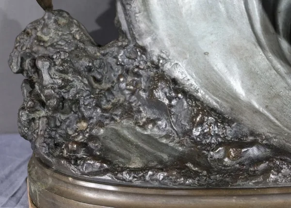 Sculpture en Régule « Mouettes sur la Vague », signée H. Lechesne – Milieu XIXe