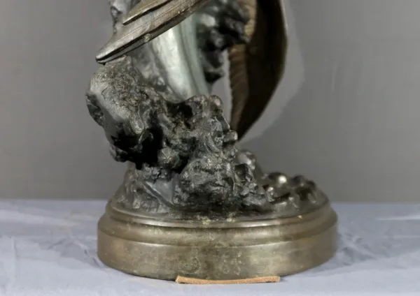 Sculpture en Régule « Mouettes sur la Vague », signée H. Lechesne – Milieu XIXe