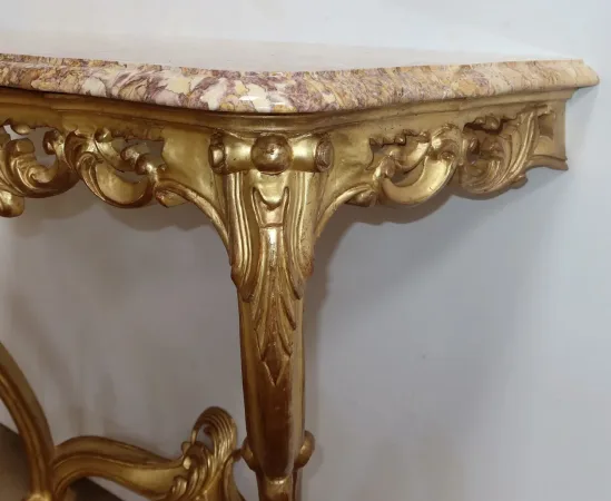 Console Murale en Bois Doré, style Louis XV – Milieu XXe