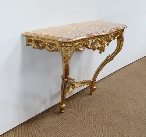 Console Murale en Bois Doré, style Louis XV – Milieu XXe