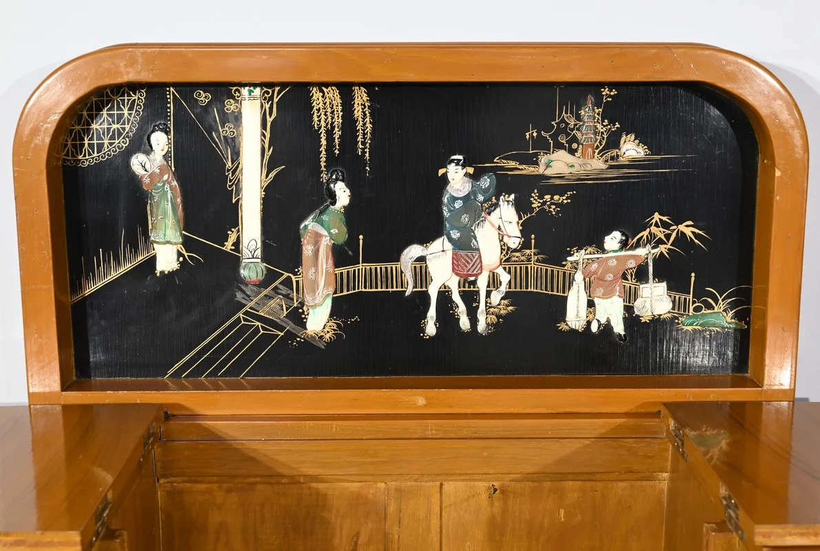 Cabinet Asiatique à Liqueurs en Bois Laqué, Chine - 1950