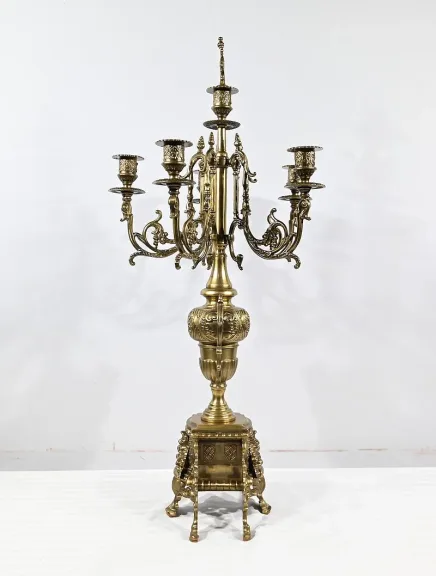 Paire d’importants Candélabres en Bronze Doré, style Louis XIV – Début XIXe