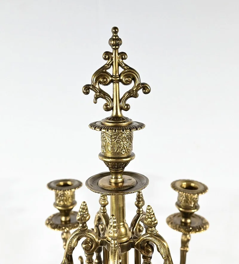 Paire d’importants Candélabres en Bronze Doré, style Louis XIV – Début XIXe