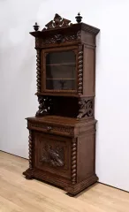 Étroit Meuble Vitrine en Chêne, style Louis XIII – Fin XIXe