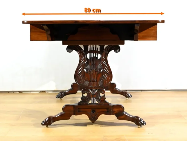 Table Bureau à Volets en Palissandre Massif, époque Restauration – Début XIXe