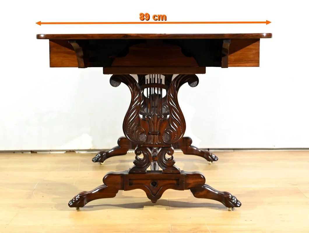 Table Bureau à Volets en Palissandre Massif, époque Restauration – Début XIXe