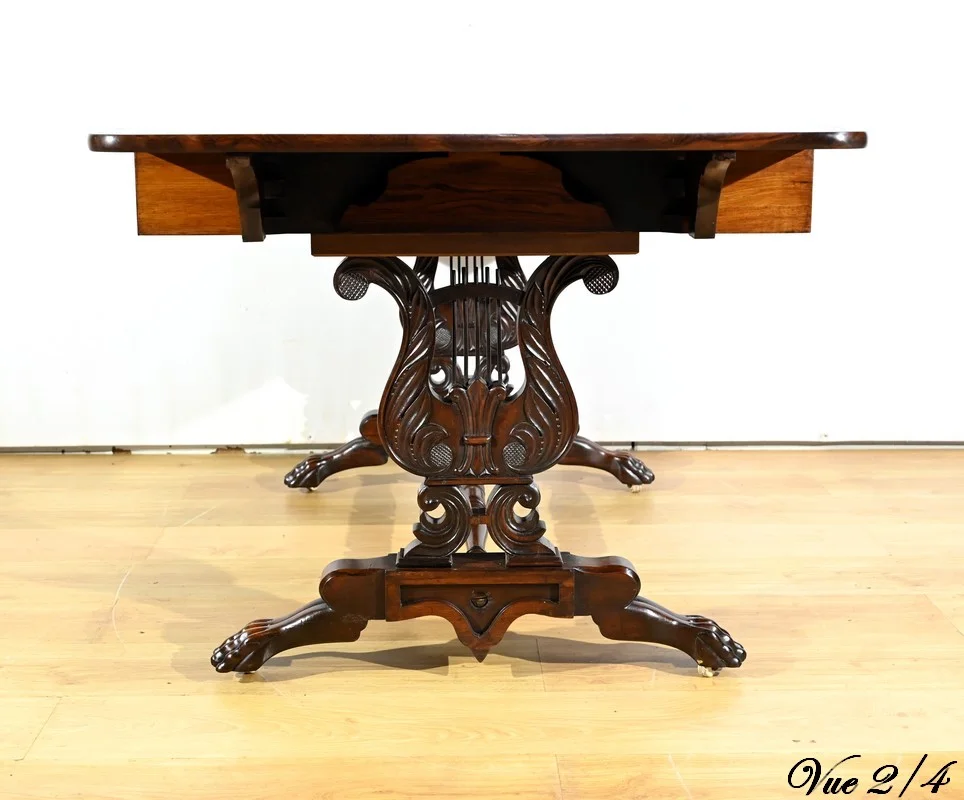 Table Bureau à Volets en Palissandre Massif, époque Restauration – Début XIXe