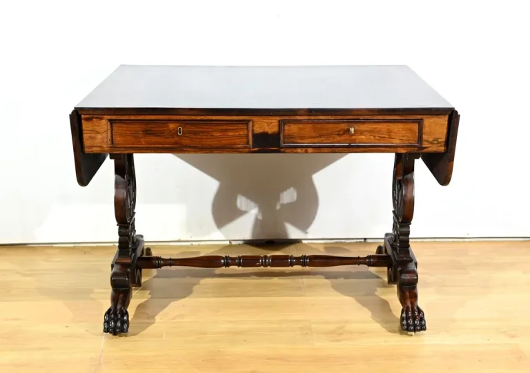 Table Bureau à Volets en Palissandre Massif, époque Restauration – Début XIXe