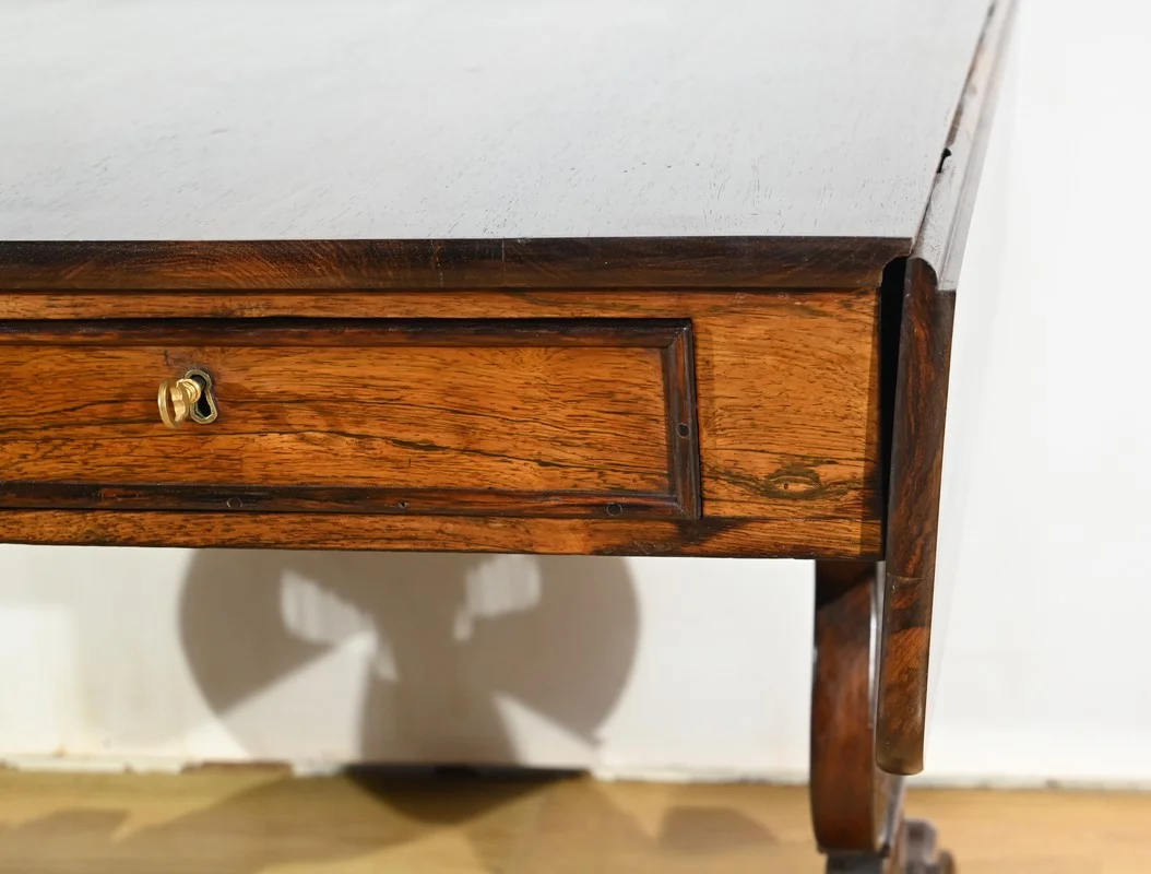 Table Bureau à Volets en Palissandre Massif, époque Restauration – Début XIXe