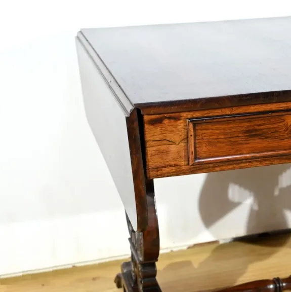 Table Bureau à Volets en Palissandre Massif, époque Restauration – Début XIXe