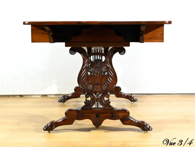 Table Bureau à Volets en Palissandre Massif, époque Restauration – Début XIXe