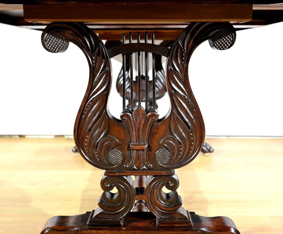 Table Bureau à Volets en Palissandre Massif, époque Restauration – Début XIXe