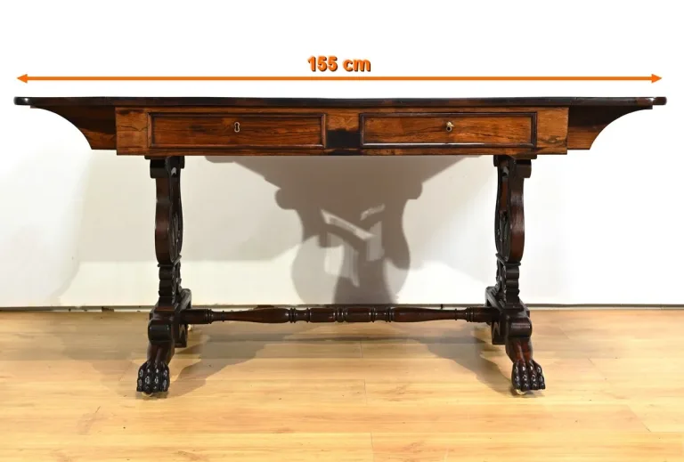Table Bureau à Volets en Palissandre Massif, époque Restauration – Début XIXe
