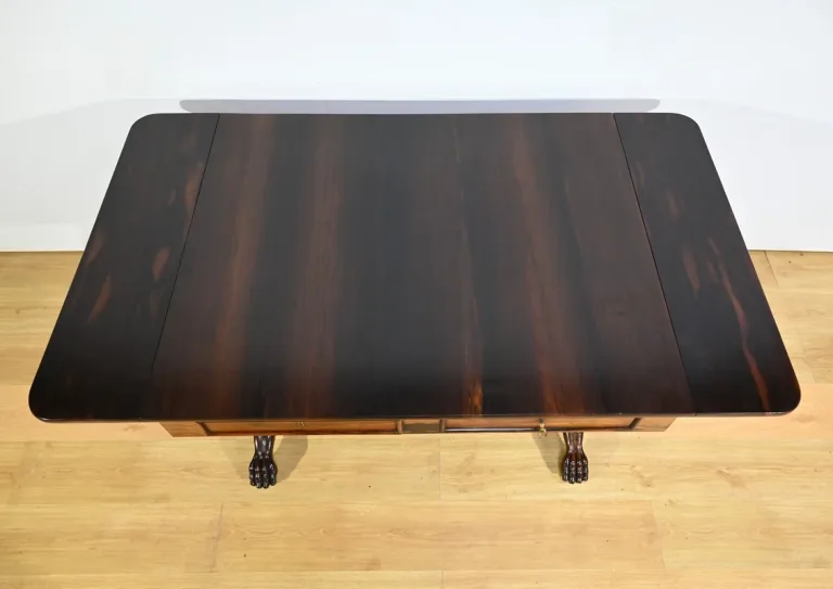Table Bureau à Volets en Palissandre Massif, époque Restauration – Début XIXe