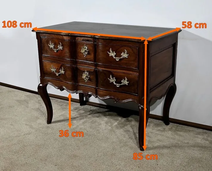 Commode Sauteuse en Amarante et Acajou, époque Louis XV – XVIIIe