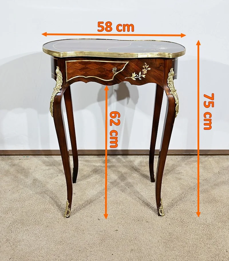 Petite Table de Salon en Palissandre et Marqueterie, style Louis XV, époque Napoléon III – Milieu XIXe
