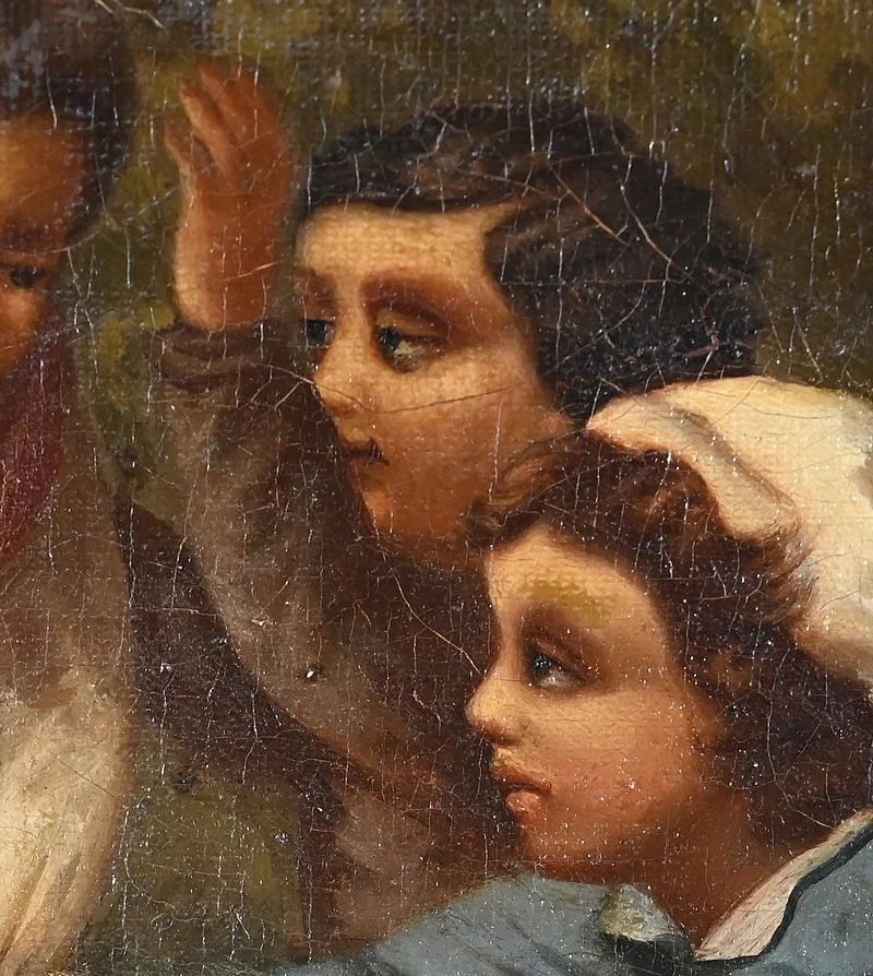 Huile sur Toile « Jeux d’Enfants », École Française du XIXe