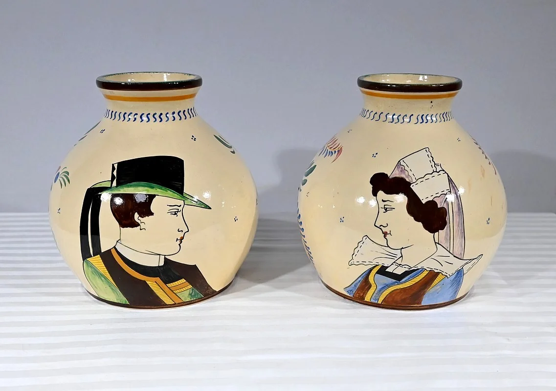 PAIR OF QUIMPER VASES
