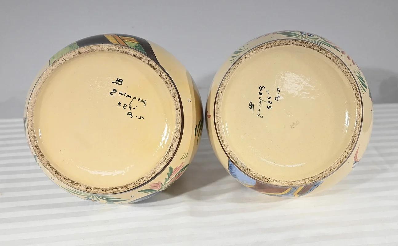 PAIR OF QUIMPER VASES