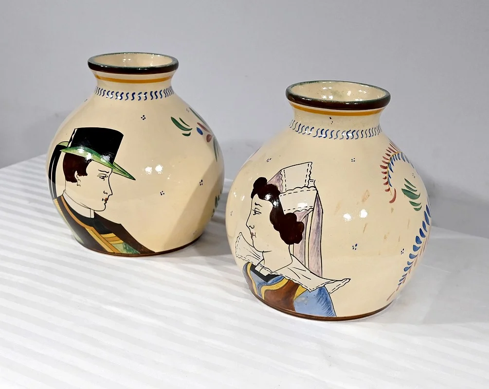 PAIR OF QUIMPER VASES