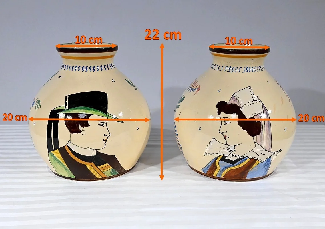 PAIR OF QUIMPER VASES