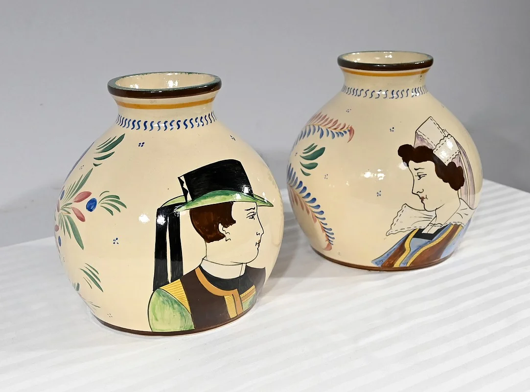 PAIR OF QUIMPER VASES