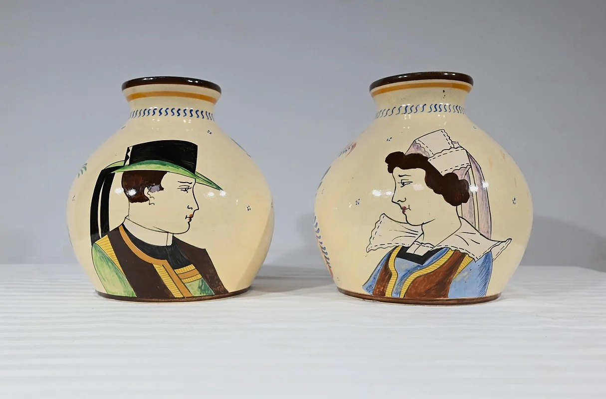 PAIR OF QUIMPER VASES