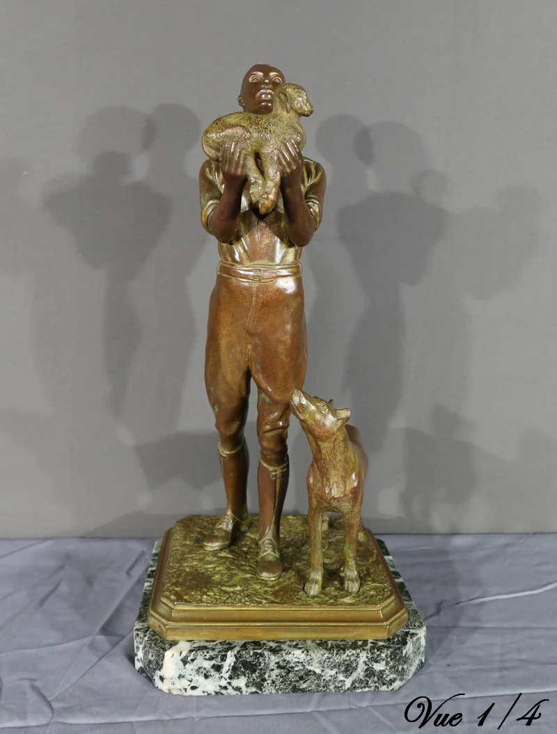 Sculpture en Bronze à Double Patine - Début XXe