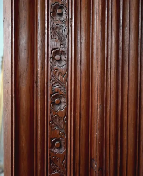 Rares Portes Indiennes en Teck, goût Louis XIV, Pondichéry - XIXe