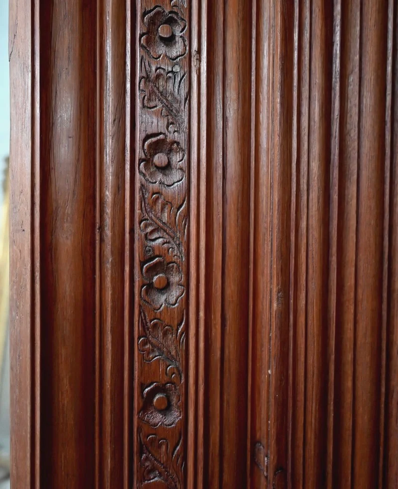 Rares Portes Indiennes en Teck, goût Louis XIV, Pondichéry - XIXe