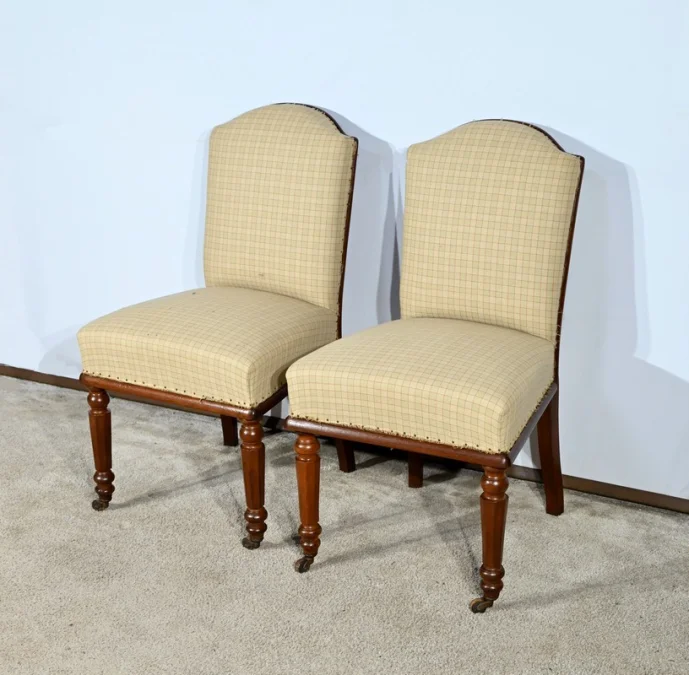 Paire de Chaises en Acajou de Cuba, époque Restauration – Début XIXe