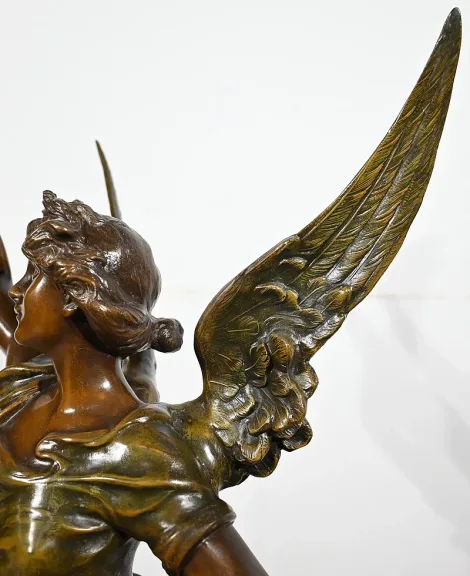 СТАТУЯ SPELTER подписана FERVILLE SUAN