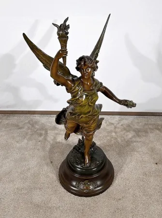 СТАТУЯ SPELTER подписана FERVILLE SUAN