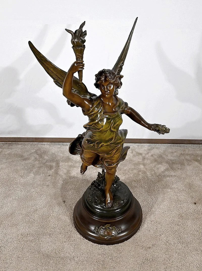 Importante Sculpture en Régule, "La Patrie", signée Ferville Suan - Fin XIXe