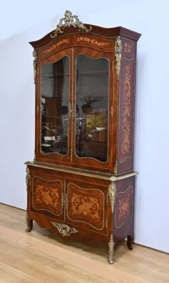 Bibliothèque Deux-Corps en Palissandre et Marqueterie, style Louis XV - Fin XIXe