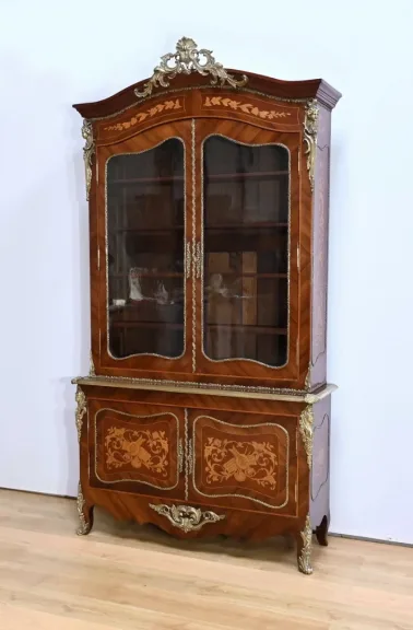 Bibliothèque Deux-Corps en Palissandre et Marqueterie, style Louis XV - Fin XIXe