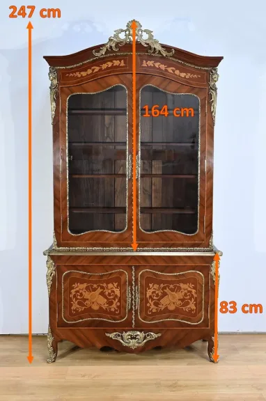 Bibliothèque Deux-Corps en Palissandre et Marqueterie, style Louis XV - Fin XIXe