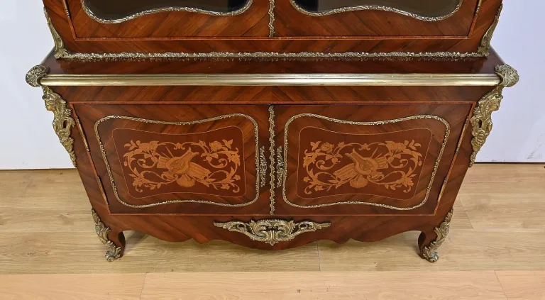 Bibliothèque Deux-Corps en Palissandre et Marqueterie, style Louis XV - Fin XIXe
