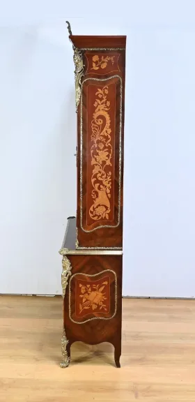 Bibliothèque Deux-Corps en Palissandre et Marqueterie, style Louis XV - Fin XIXe