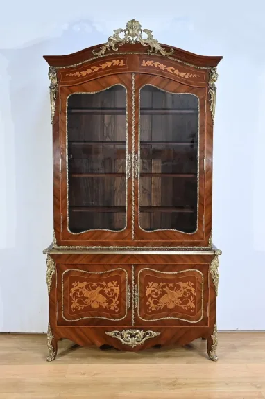 Bibliothèque Deux-Corps en Palissandre et Marqueterie, style Louis XV - Fin XIXe